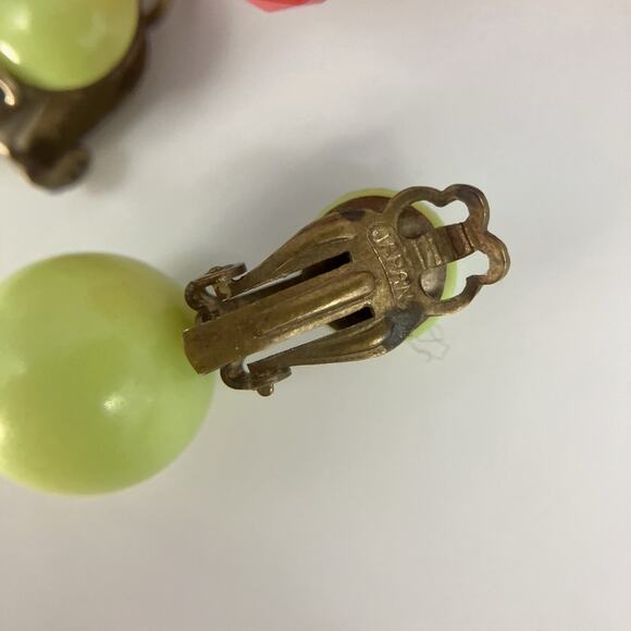 VTG Red Marked W Germany Cluster, Lime Green Go Go Girl 60s, Earrings Lot of 3 - Picture 5 of 7
